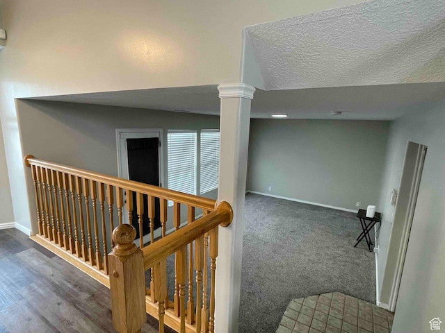 1217 E 3025 N, Layton, UT 84040 - stairway featuring a textured ceiling, baseboards, and carpet floors