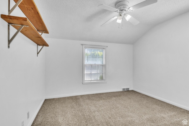 770 W 700 N, Provo, UT 84601 - bonus room featuring a textured ceiling, carpet floors, ceiling fan, lofted ceiling, and baseboards