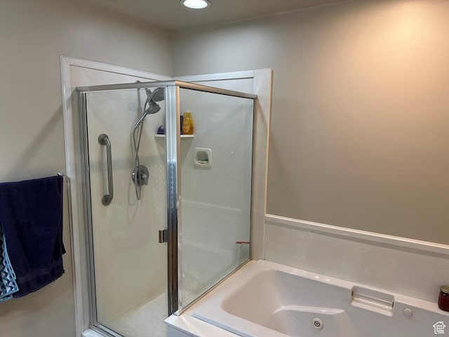 742 N Stonne Ln, Kaysville, UT 84037 - bathroom with a shower stall, a whirlpool tub, and recessed lighting