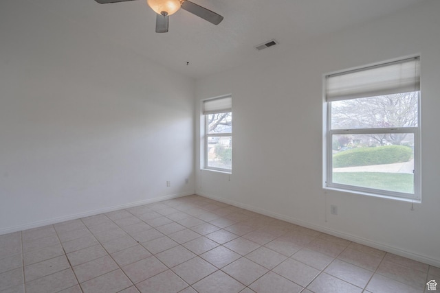2163 W 127 S, Hurricane, UT 84737 - unfurnished room with baseboards, visible vents, light tile patterned floors, and a ceiling fan