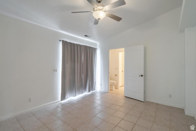 2163 W 127 S, Hurricane, UT 84737 - empty room with lofted ceiling, light tile patterned floors, baseboards, visible vents, and ceiling fan