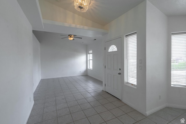2163 W 127 S, Hurricane, UT 84737 - foyer with baseboards, lofted ceiling, ceiling fan, and light tile patterned floors
