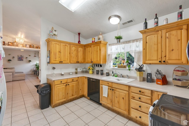 2163 W 127 S, Hurricane, UT 84737 - kitchen featuring vaulted ceiling, a sink, electric range oven, visible vents, and black dishwasher