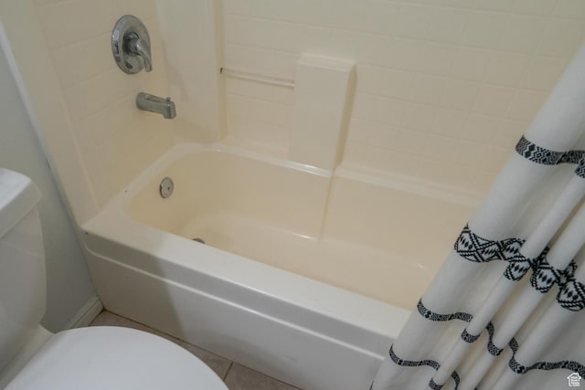 2163 W 127 S, Hurricane, UT 84737 - bathroom with toilet, shower / bathtub combination with curtain, and tile patterned floors