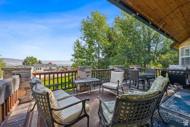 view of patio / terrace featuring an outdoor living space, grilling area, and outdoor dining space
