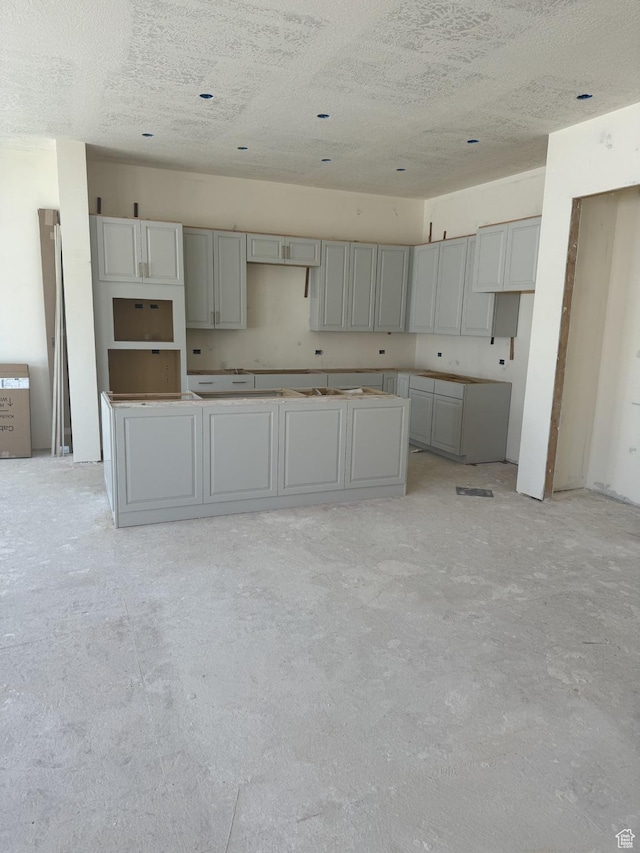 1502 W 1010 N Unit 11, Pleasant Grove, UT 84062 - kitchen featuring gray cabinetry, a textured ceiling, and unfinished concrete floors