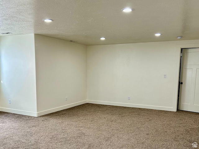 640 S 100 E, Mantua, UT 84324 - carpeted empty room featuring a textured ceiling, recessed lighting, visible vents, and baseboards
