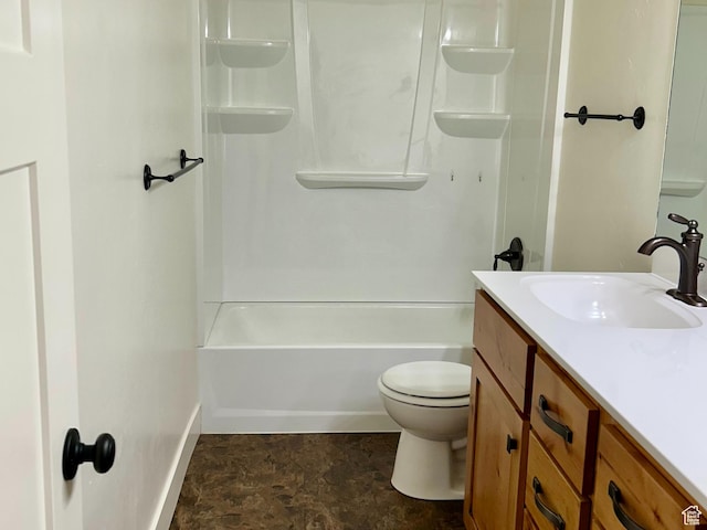 640 S 100 E, Mantua, UT 84324 - full bathroom with toilet, stone finish floor, washtub / shower combination, baseboards, and vanity