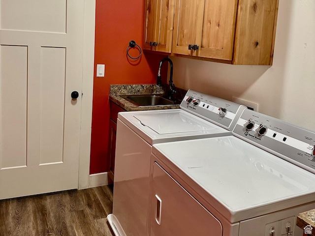 640 S 100 E, Mantua, UT 84324 - laundry area with a sink, cabinet space, separate washer and dryer, and dark wood-style floors