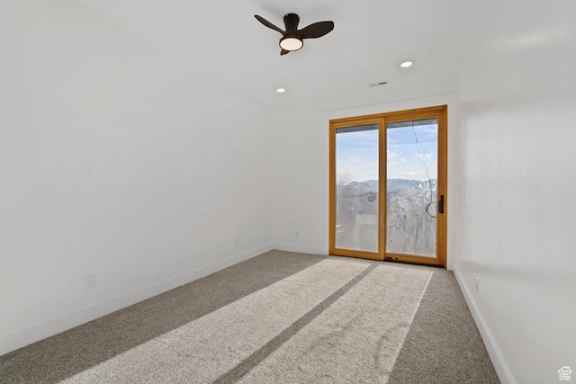 603 N Darwin St E Unit 10, Salt Lake City, UT 84103 - carpeted spare room featuring visible vents, recessed lighting, baseboards, and ceiling fan