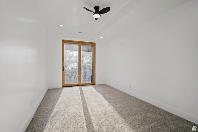 603 N Darwin St E Unit 10, Salt Lake City, UT 84103 - unfurnished room with recessed lighting, a ceiling fan, baseboards, and carpet floors