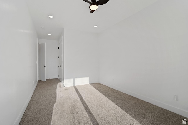 603 N Darwin St E Unit 10, Salt Lake City, UT 84103 - unfurnished room featuring recessed lighting, baseboards, ceiling fan, and carpet flooring