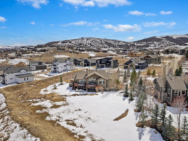946 S Meadow Lark Ln E, Huntsville, UT 84317 - snowy aerial view with a residential view and a mountain view