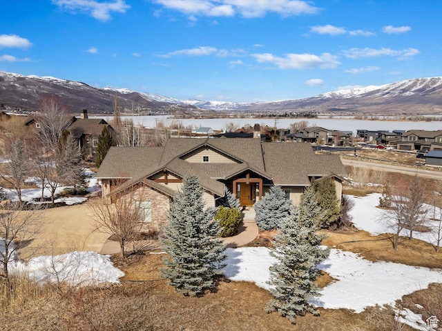 946 S Meadow Lark Ln E, Huntsville, UT 84317 - view of front of property featuring a water and mountain view and a shingled roof
