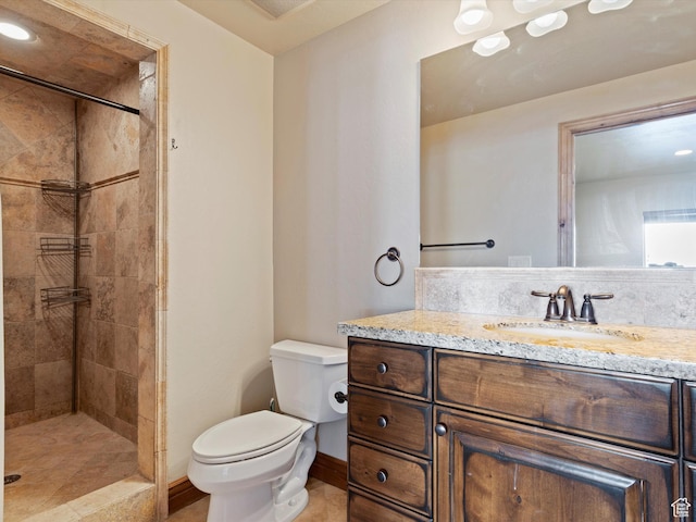 946 S Meadow Lark Ln E, Huntsville, UT 84317 - full bath featuring vanity, toilet, baseboards, tile patterned floors, and tiled shower