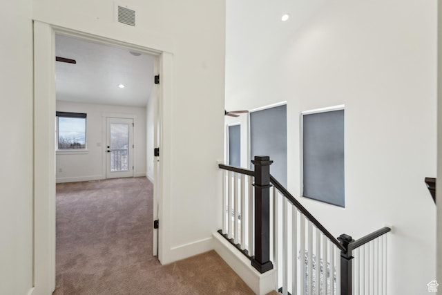 1127 N 520 W Unit 40, Midway, UT 84049 - hall featuring an upstairs landing, carpet floors, baseboards, and recessed lighting