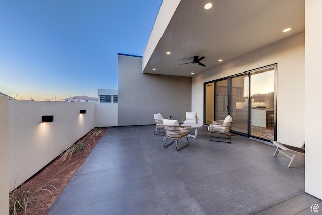 view of patio / terrace with a ceiling fan