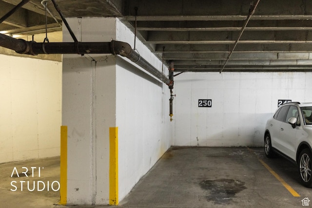 view of parking garage