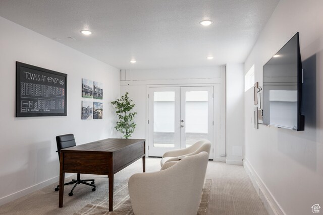 4463 S 500 E Unit 49, Millcreek, UT 84107 - office area featuring light colored carpet, french doors, and recessed lighting