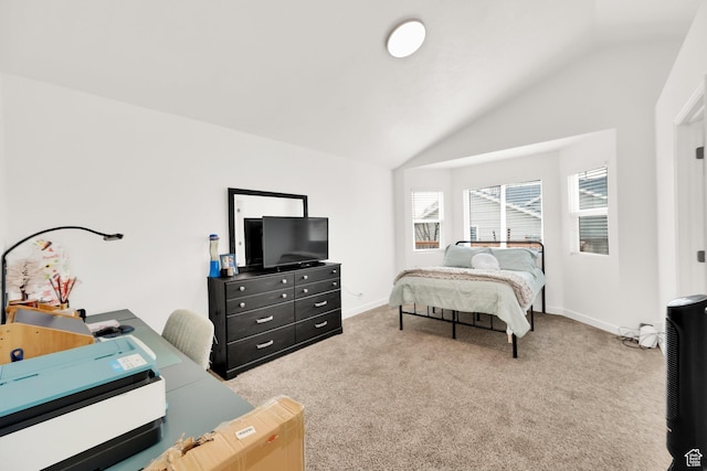 7898 N Tinamous Rd, Eagle Mountain, UT 84005 - carpeted bedroom featuring baseboards and vaulted ceiling