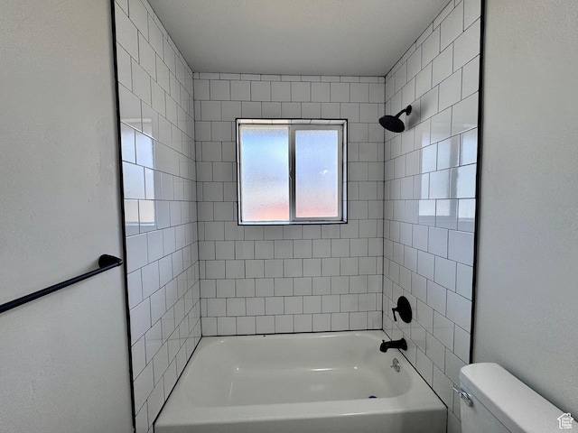 full bath with toilet and bathing tub / shower combination