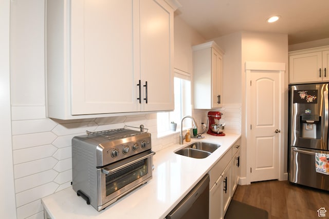 306 W 450 S, Ephraim, UT 84627 - kitchen with stainless steel fridge, dishwasher, light countertops, white cabinets, and recessed lighting