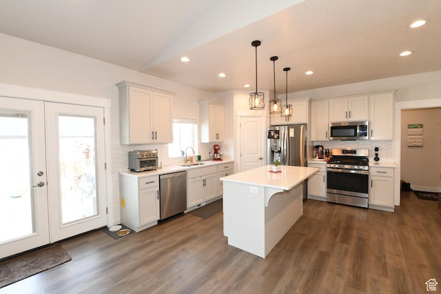 306 W 450 S, Ephraim, UT 84627 - kitchen with appliances with stainless steel finishes, decorative backsplash, light countertops, recessed lighting, and french doors