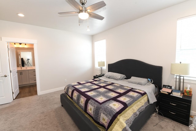 306 W 450 S, Ephraim, UT 84627 - bedroom featuring carpet, recessed lighting, ensuite bathroom, and a ceiling fan