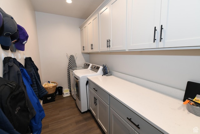 306 W 450 S, Ephraim, UT 84627 - laundry area featuring cabinet space, separate washer and dryer, dark wood-style flooring, and recessed lighting