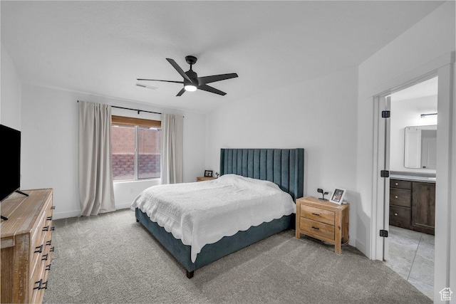 3231 S 300 W, Washington, UT 84780 - bedroom featuring carpet flooring, ensuite bathroom, baseboards, and ceiling fan