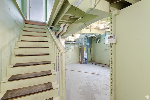 130 E 200 S, Provo, UT 84606 - staircase with water heater and concrete flooring