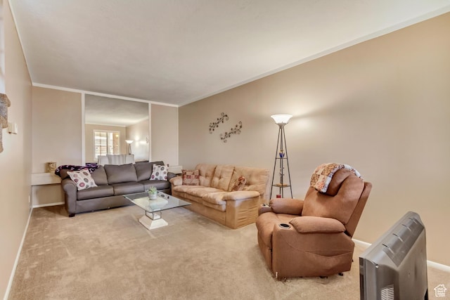 203 W Pheasantbrook Dr N, Centerville, UT 84014 - carpeted living area with crown molding, heating unit, and baseboards