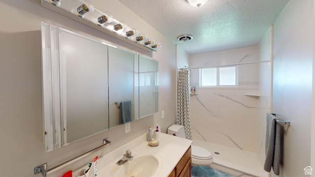 1207 S 600 W, Preston, ID 83263 - bathroom with a textured ceiling, vanity, and a shower with curtain