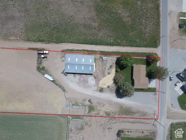 1207 S 600 W, Preston, ID 83263 - aerial view of property and surrounding area featuring property boundaries highlighted