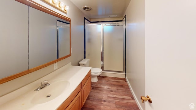 1207 S 600 W, Preston, ID 83263 - bathroom with a shower stall, vanity, and wood finished floors