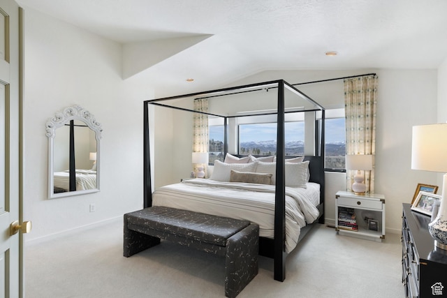 4673 Nelson Ct, Park City, UT 84098 - bedroom featuring light colored carpet, vaulted ceiling, and baseboards