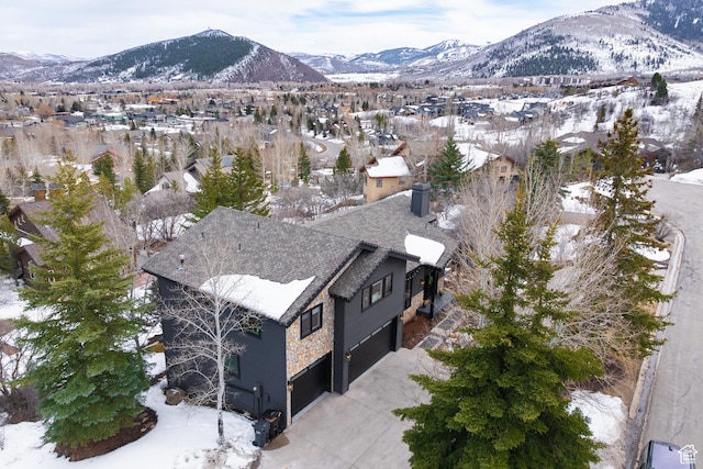 4673 Nelson Ct, Park City, UT 84098 - snowy aerial view featuring a mountain view