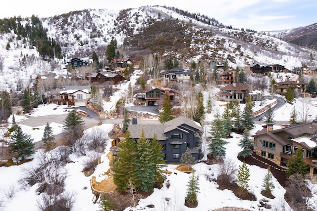 4673 Nelson Ct, Park City, UT 84098 - snowy aerial view featuring a residential view and a mountain view