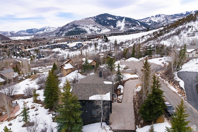 4673 Nelson Ct, Park City, UT 84098 - snowy aerial view featuring a mountain view