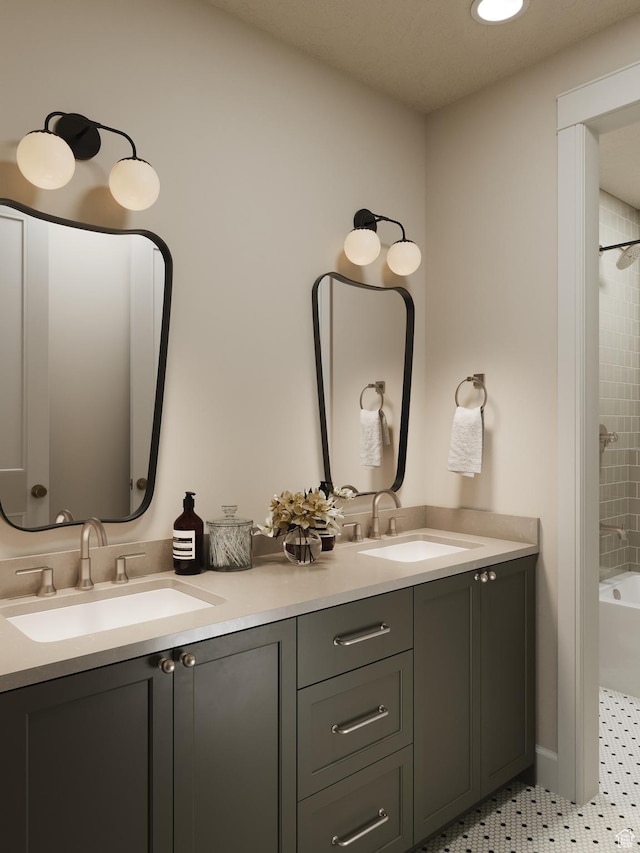 439 S 7900 E Unit 11, Huntsville, UT 84317 - bathroom with double vanity, shower / bath combination, and tile patterned floors