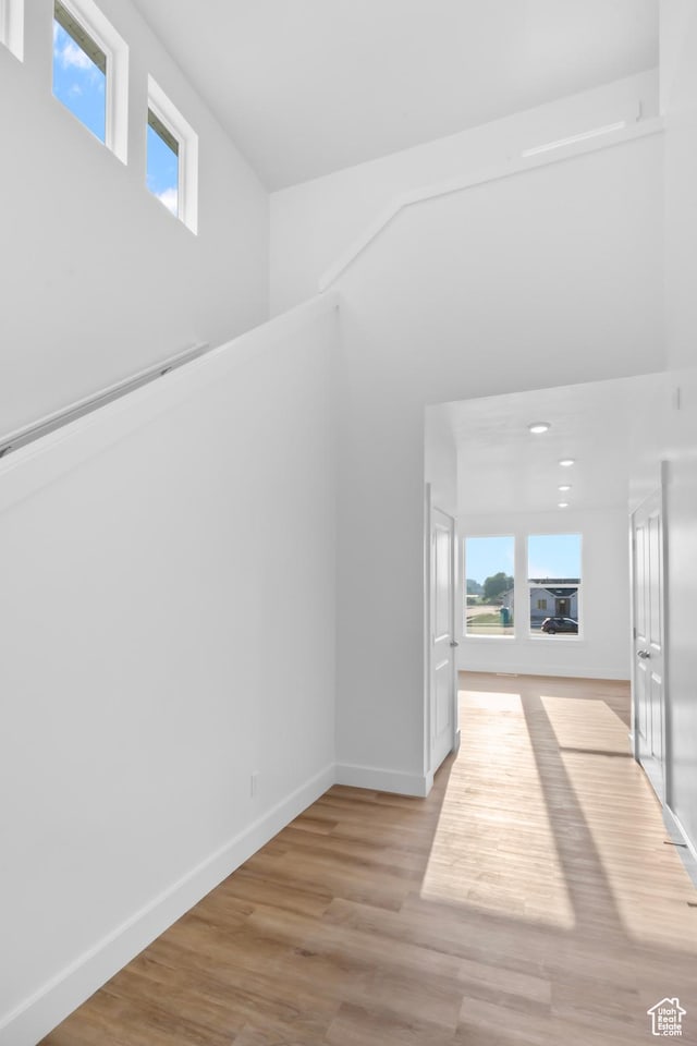 interior space featuring a healthy amount of sunlight, baseboards, and light wood finished floors