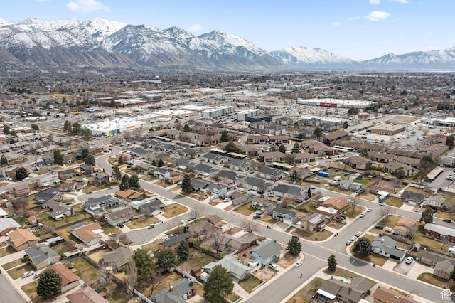 bird's eye view with a mountain view and a residential view