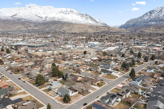 bird's eye view with a mountain view and a residential view