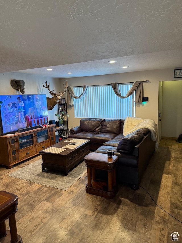 5 S Benchmark Vlg E Unit 5, Tooele, UT 84074 - living area with hardwood / wood-style floors, recessed lighting, and a textured ceiling