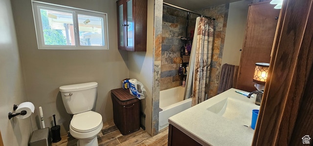 1433 W 2060 N, Helper, UT 84526 - full bathroom with vanity, wood finished floors, and shower / bath combo with shower curtain