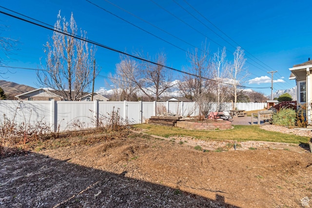 view of yard with a patio area and a fenced backyard