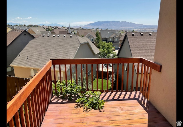 2843 W Pine Cone Ln N, Lehi, UT 84043 - wooden terrace featuring a mountain view and a residential view