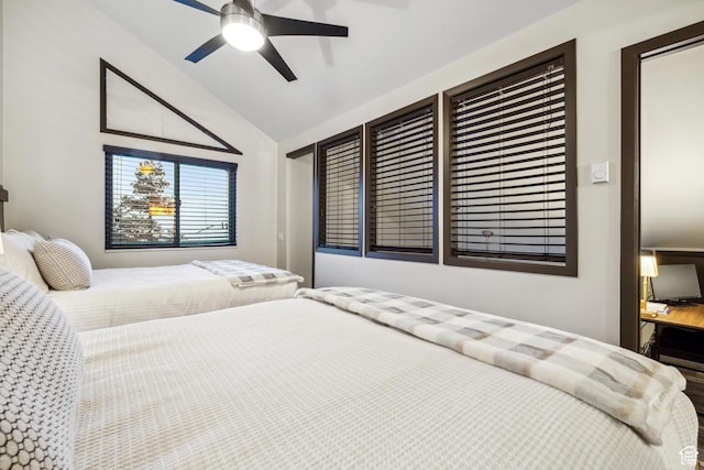 2025 Canyons Resort Dr Unit R8, Park City, UT 84060 - bedroom with lofted ceiling and a ceiling fan
