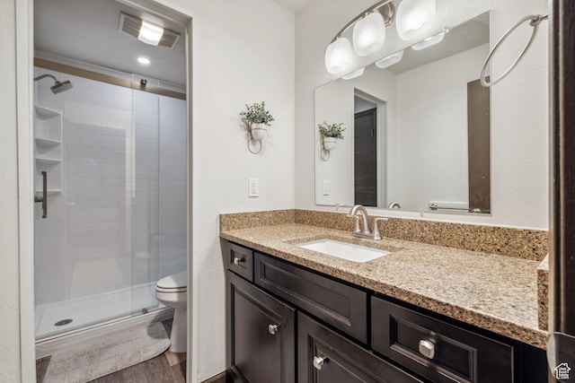 2025 Canyons Resort Dr Unit R8, Park City, UT 84060 - full bath featuring vanity, wood finished floors, visible vents, a shower stall, and toilet