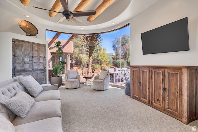 2336 W Entrada Trl Unit 44, St George, UT 84770 - carpeted living room featuring recessed lighting and a ceiling fan